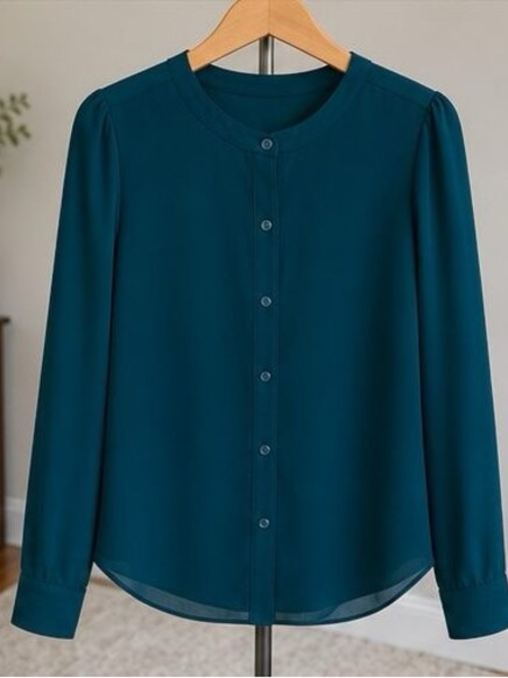 Classic Women's Button-Down Blouse - Teal